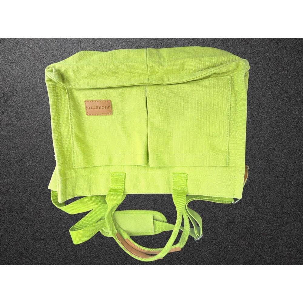 FIORETTO Green Tote Bag Zip Closure w/ Pockets Detachable Adjustable Strap - Picture 11 of 13